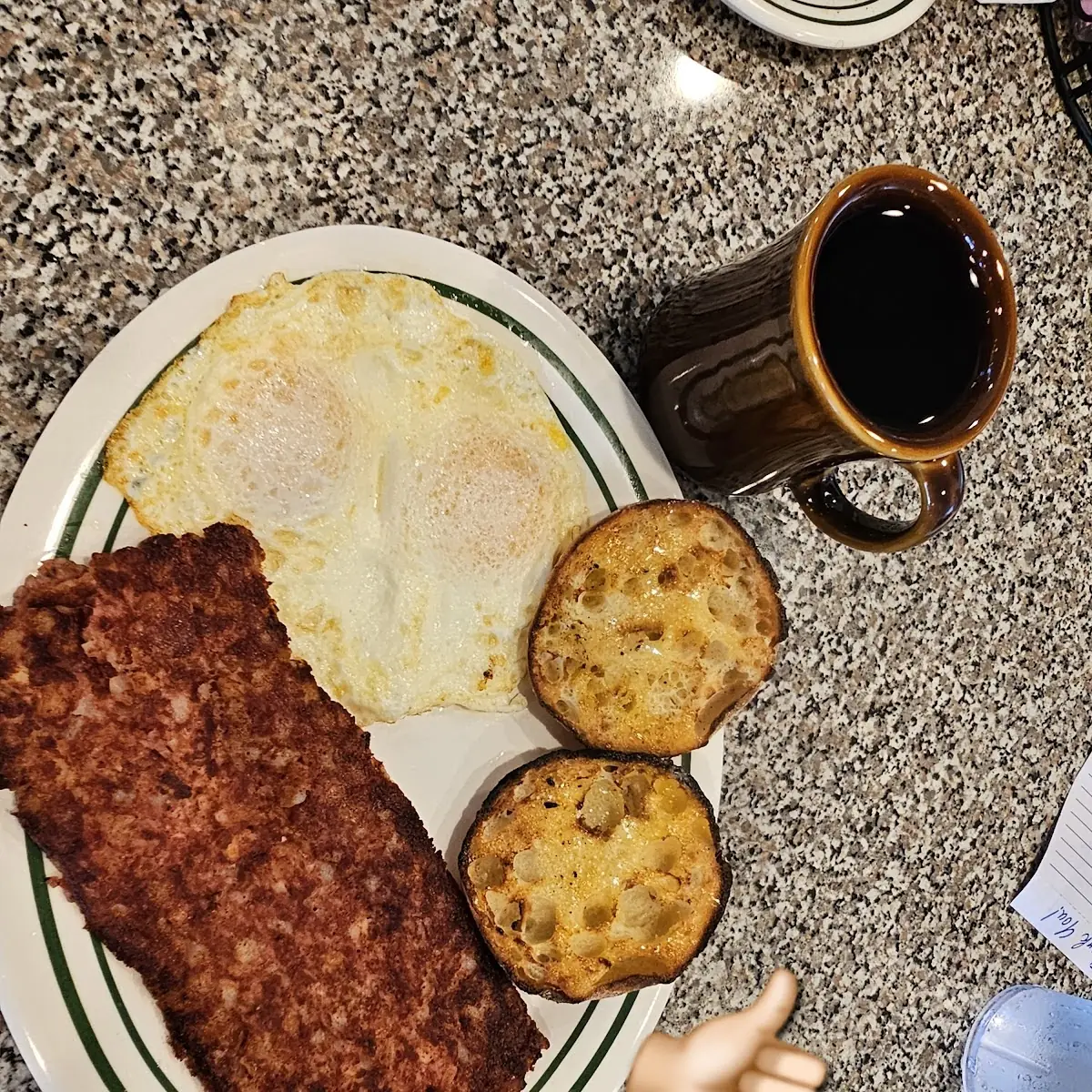Corned Beef Hash Eggs and Golden Brown English