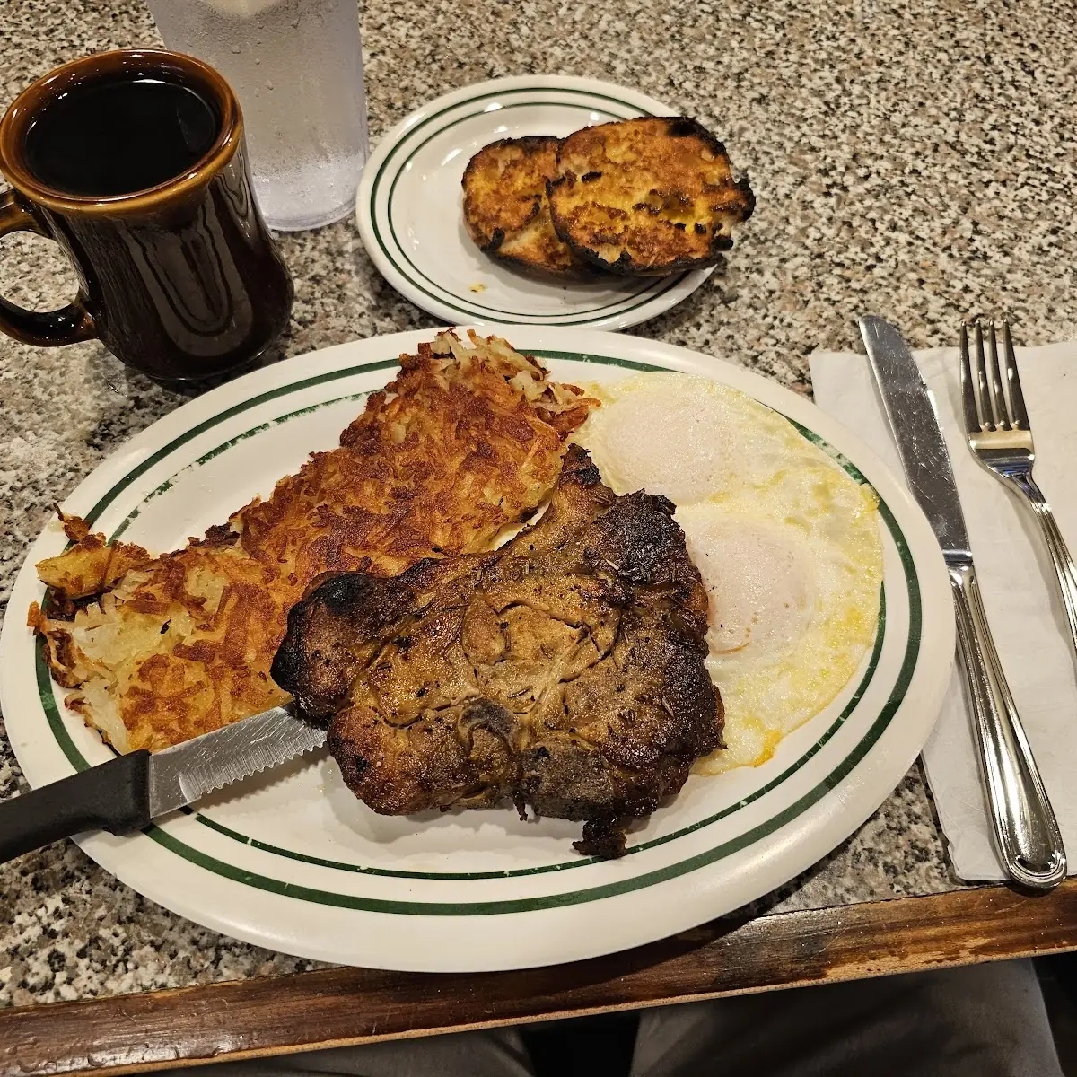 Tender Grilled Pork Chop and Eggs