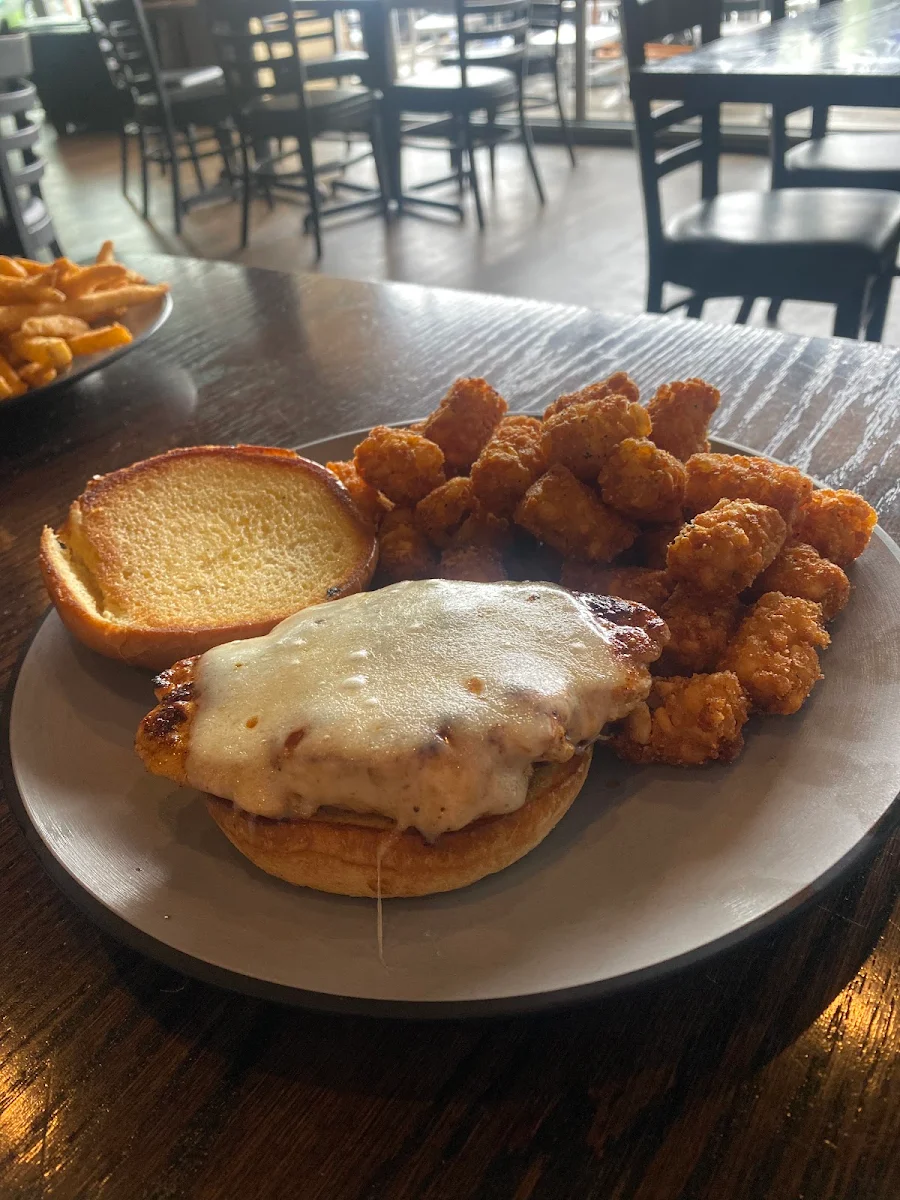 Blackened Chicken Sandwich with Tater Tots