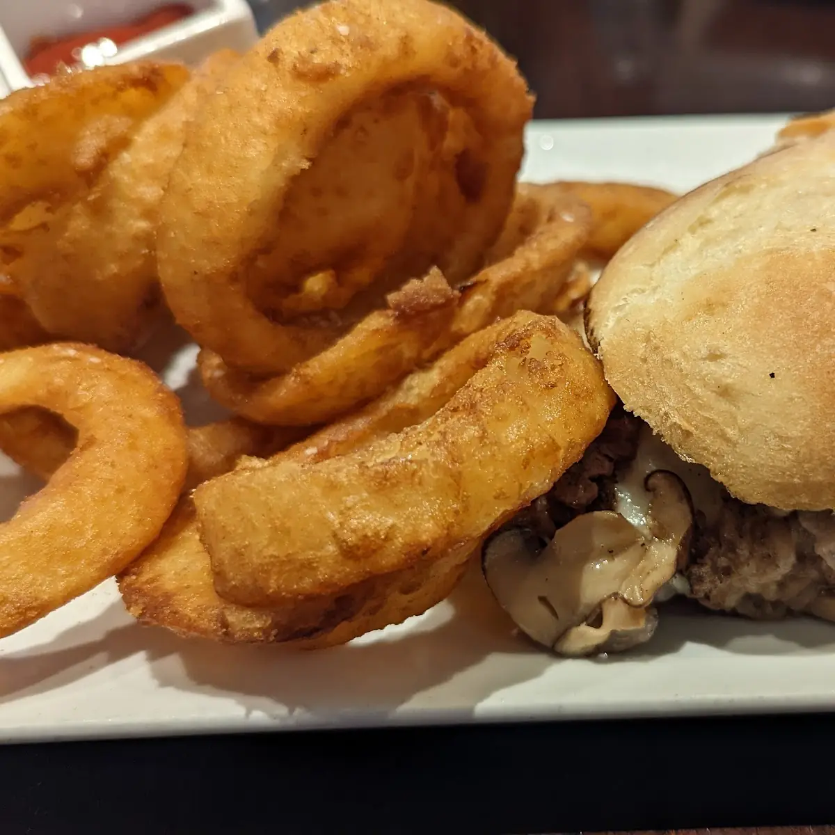 Prime Rib Sandwich with Onion Rings