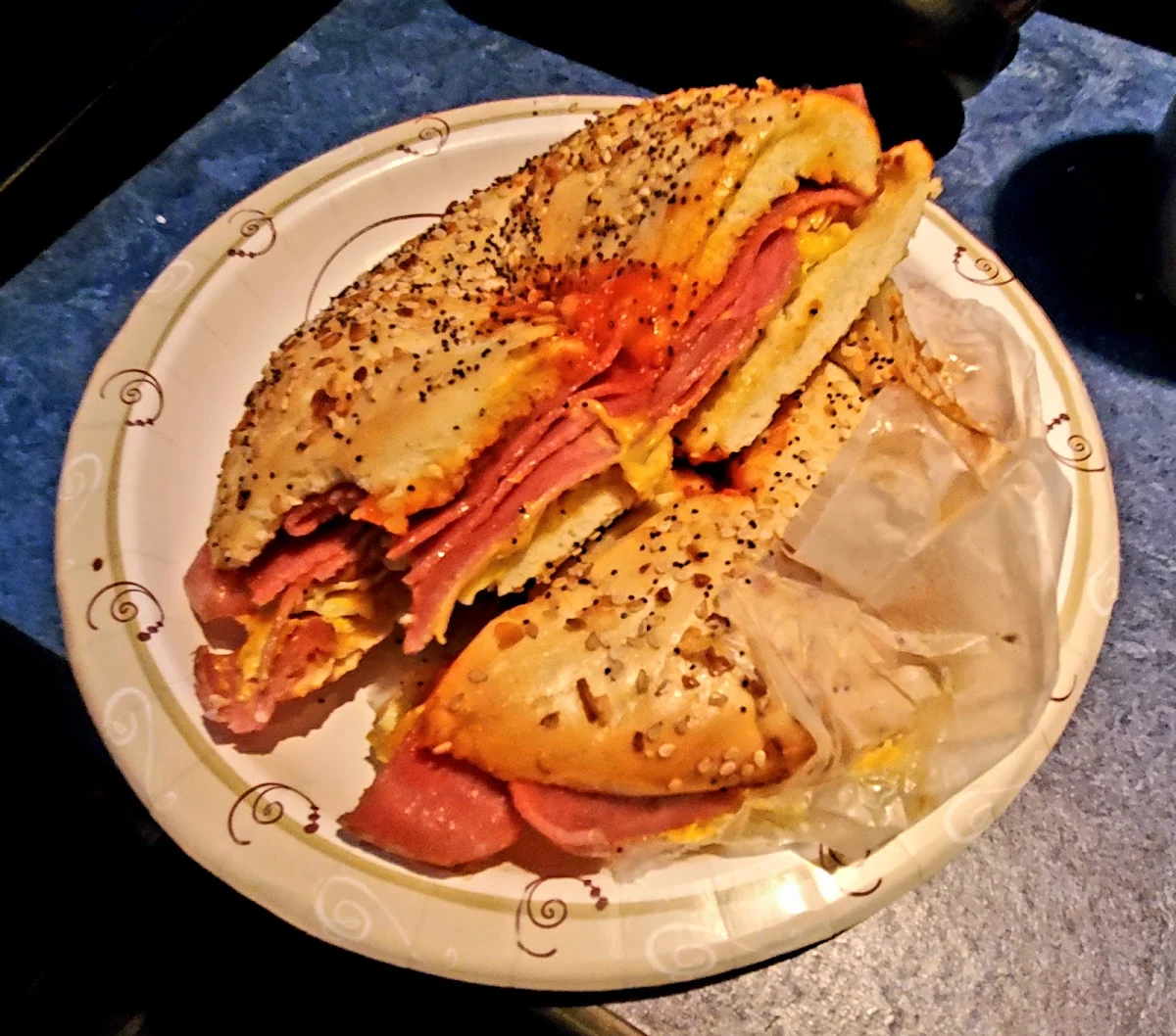 Everything Flagel Taylor Ham Egg & Cheese