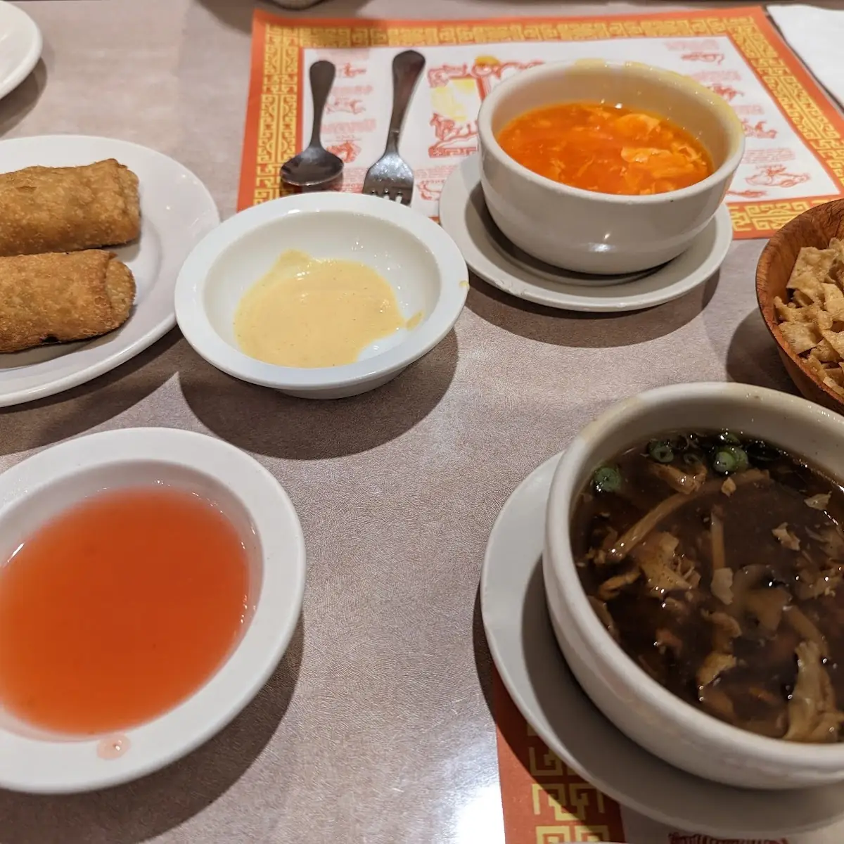 Egg Rolls Egg Drop Soup Hot and Sour Soup