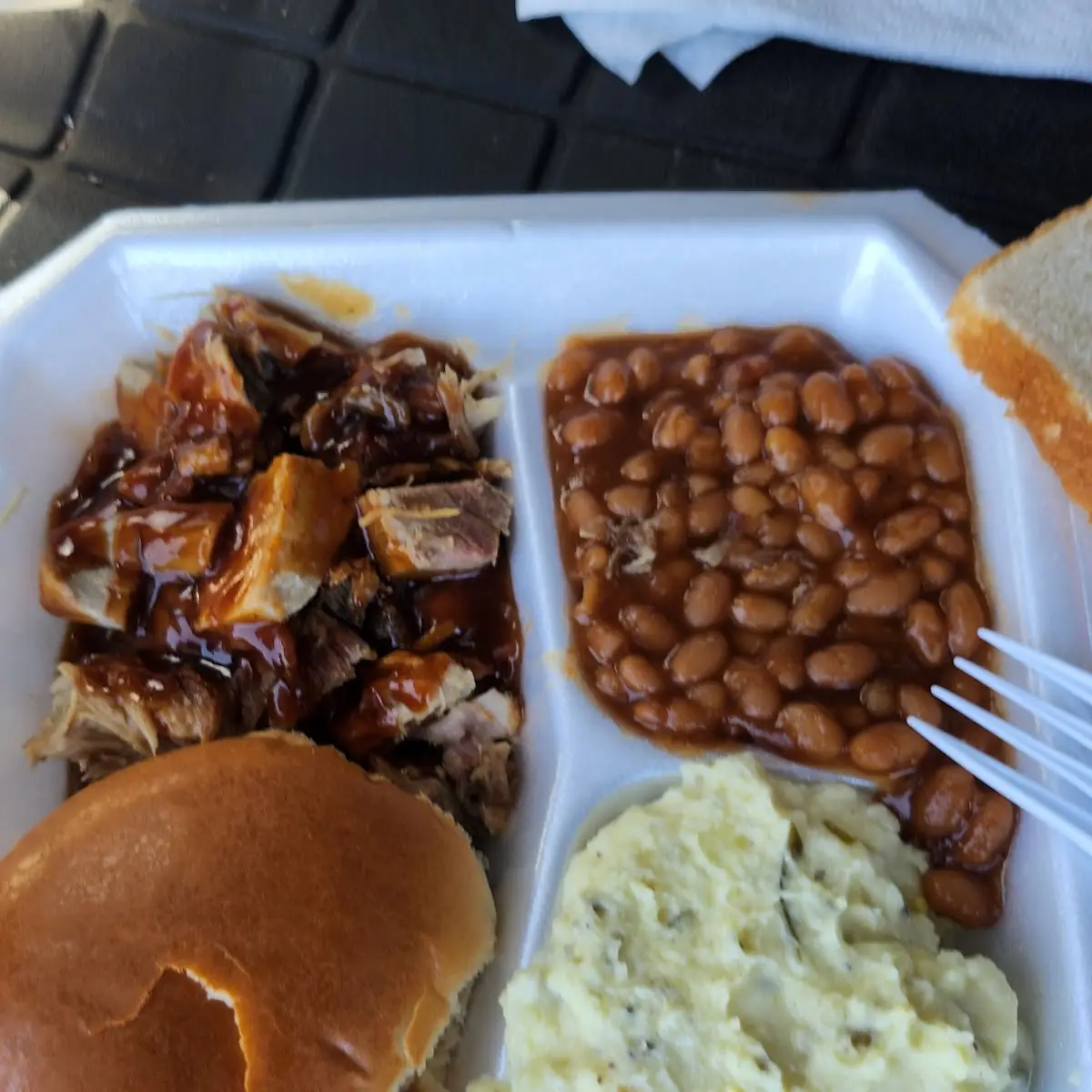 Pork Plate with Baked Beans and Potato Salad