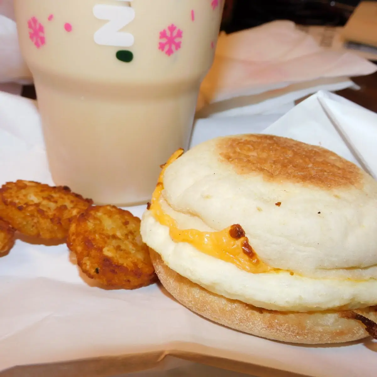 Hash Browns and Egg and Cheese English Muffin