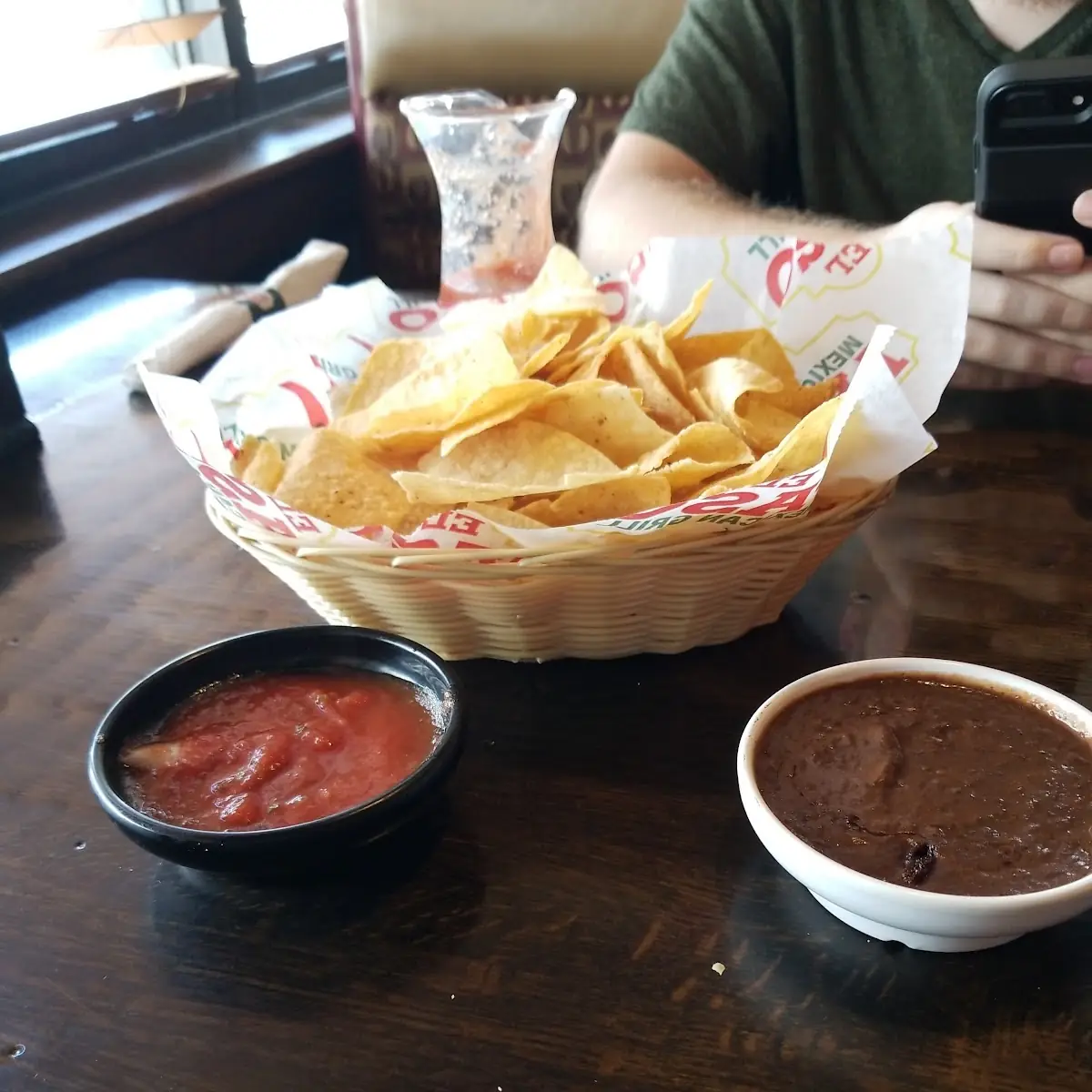 Complimentary Chips and Salsa and Bean Dipping Sauce