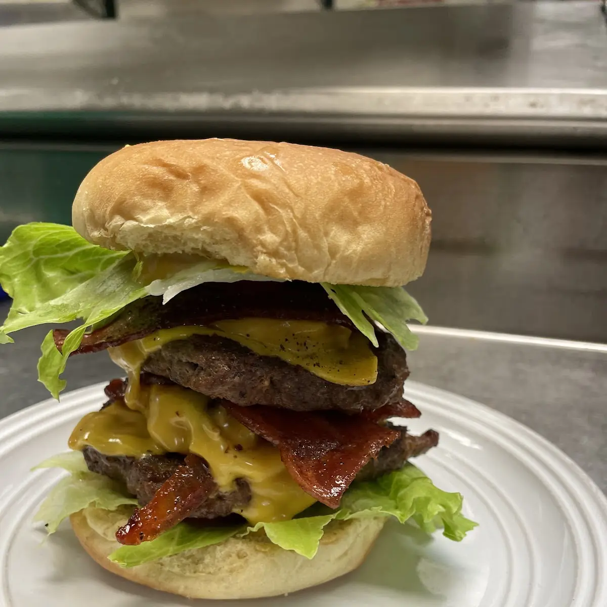 Double Bacon Grilled Shrimp Burger