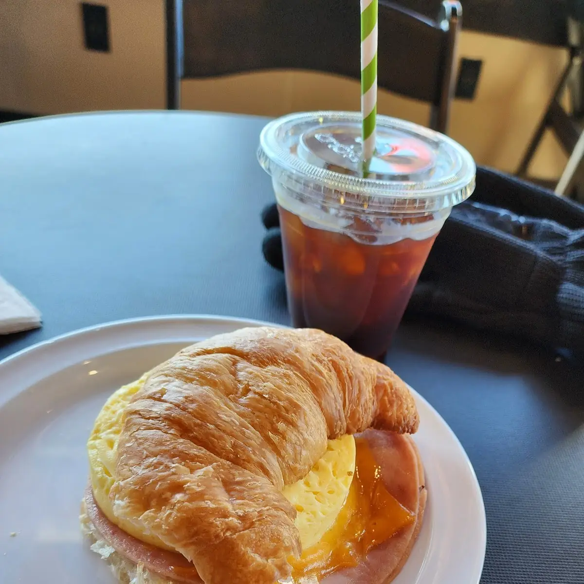 Ham Egg and Cheese on a Croissant