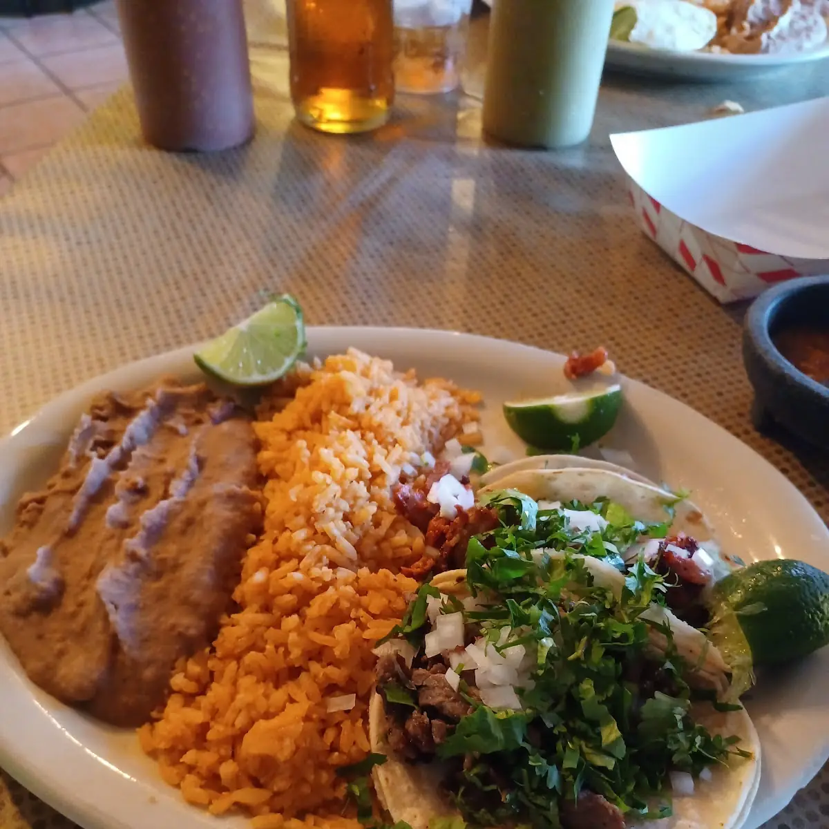 3 Tacos w Rice & Beans