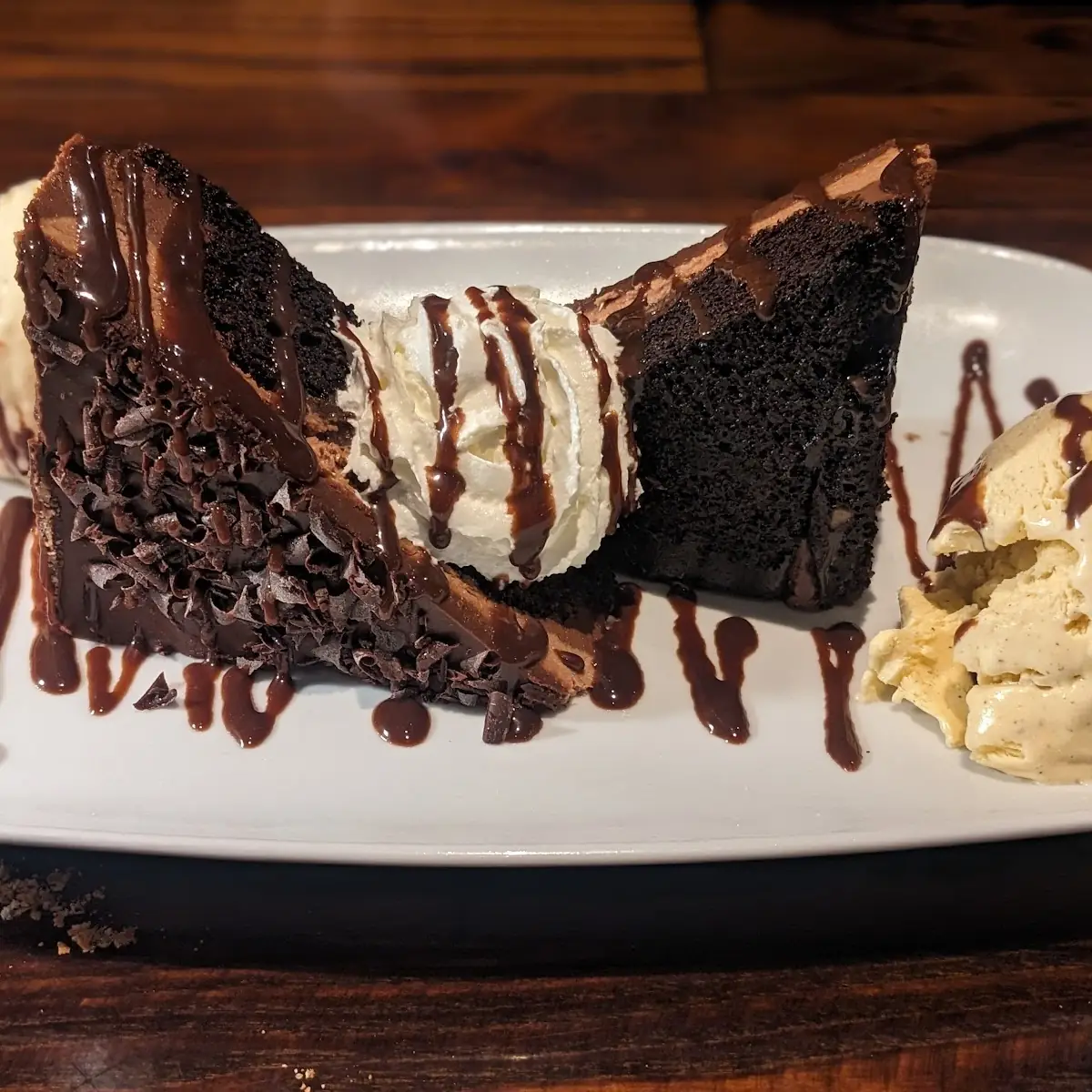 Chocolate Moose Cake with Vanilla Ice Cream