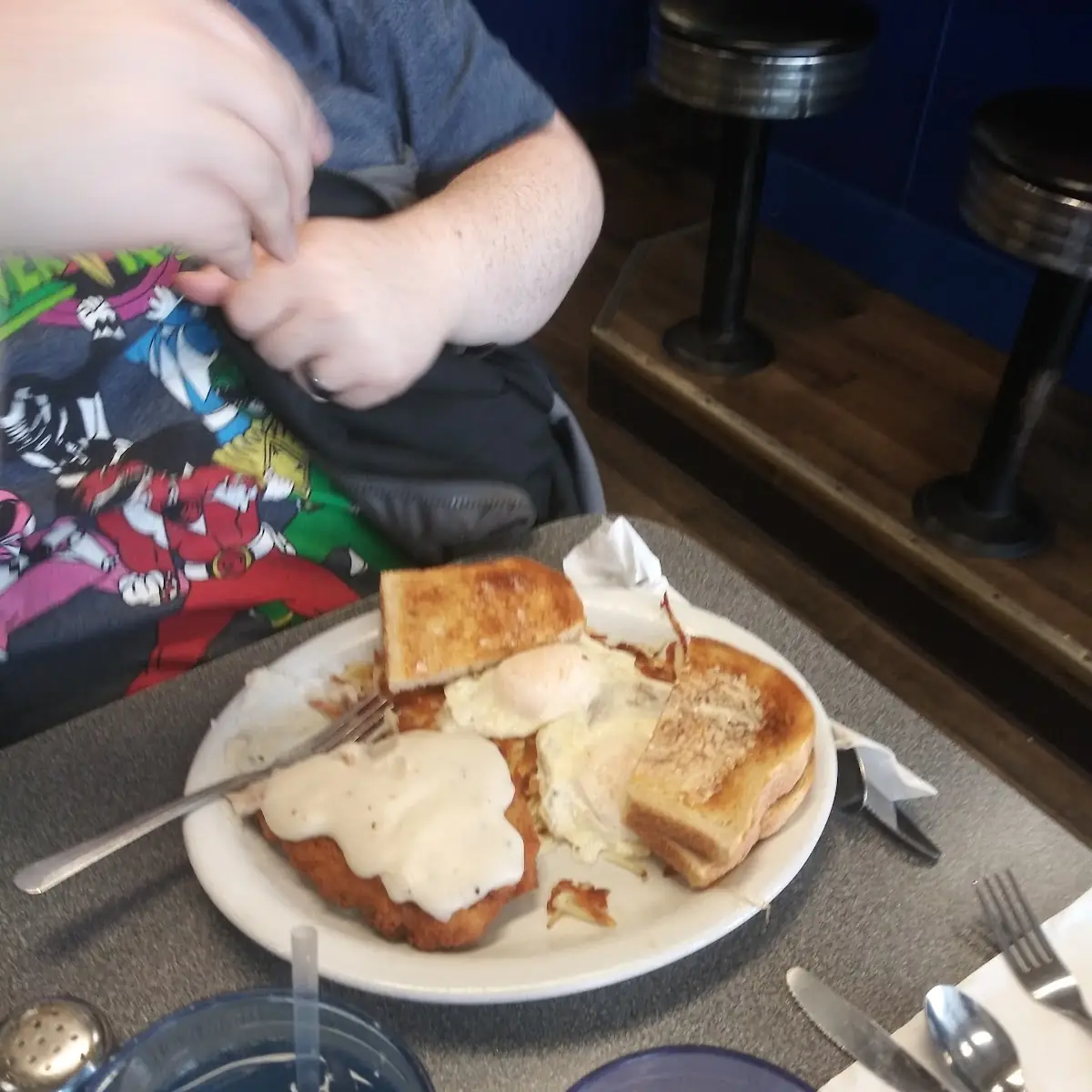 Chicken Fried Steak with Eggs and Toast