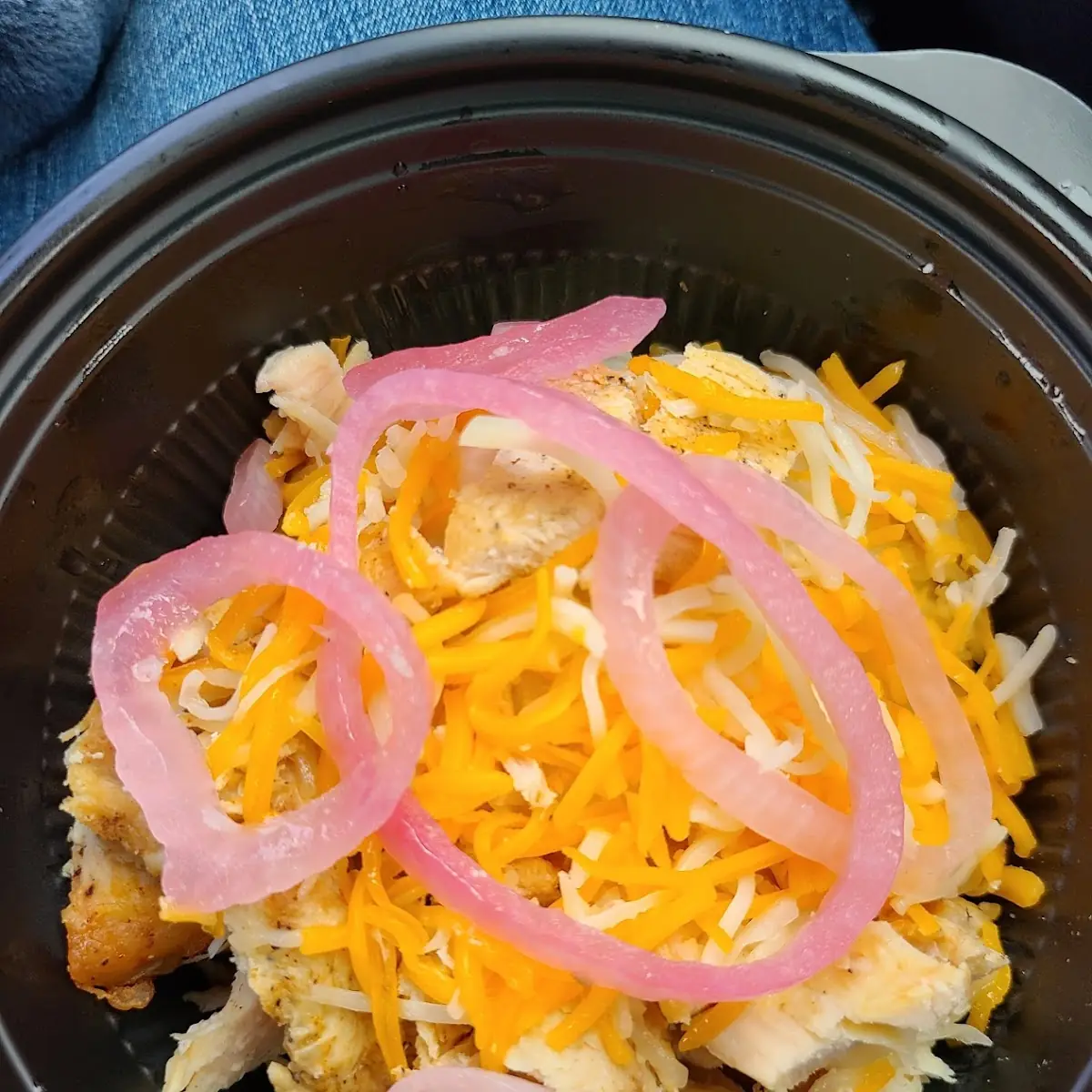 Grilled Chicken with Mashed Potatoes Cheese and Onions
