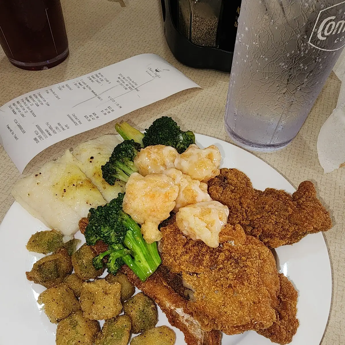 Coconut Shrimp Fried Cat Fish Broccoli