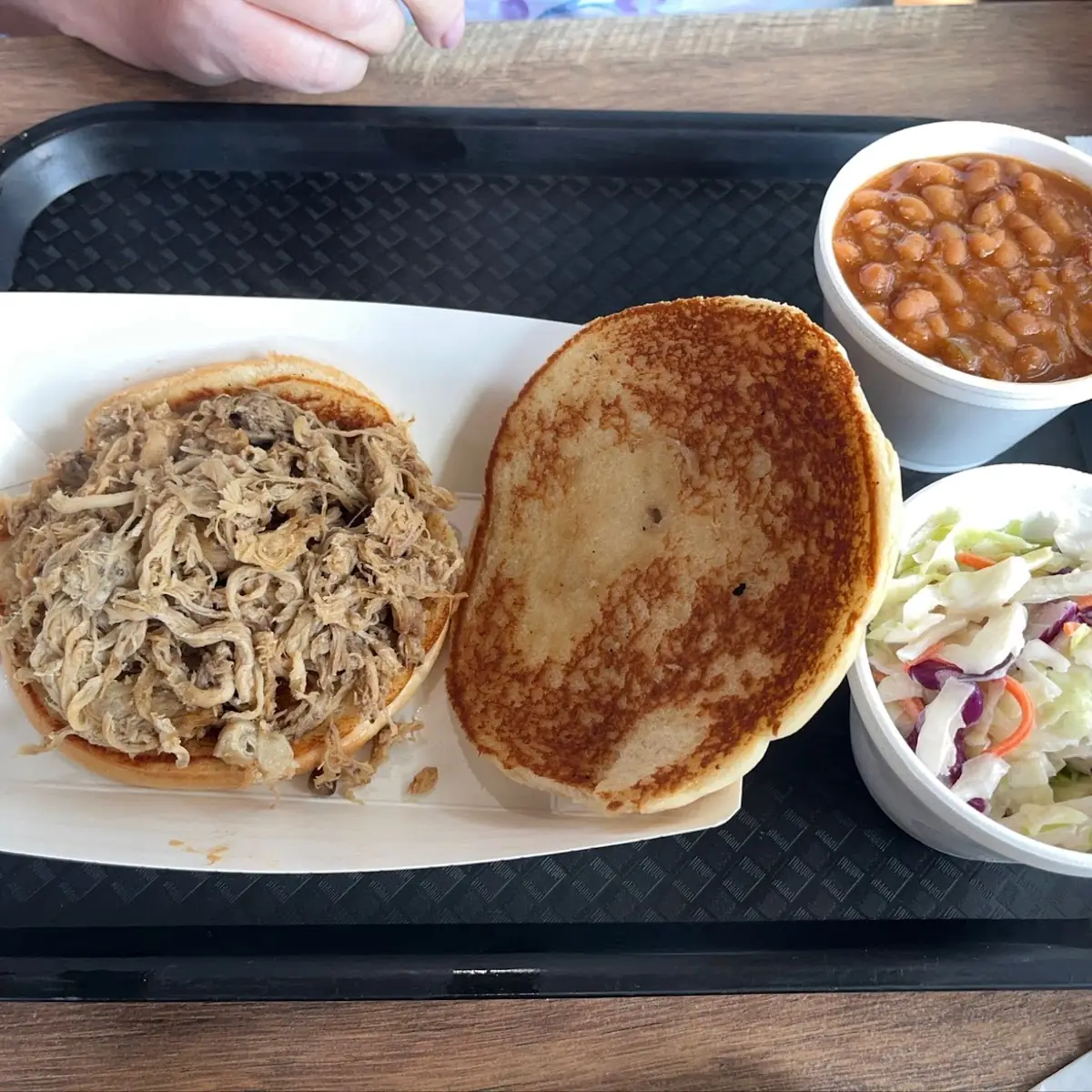 Pulled Pork with Baked Beans and Slaw