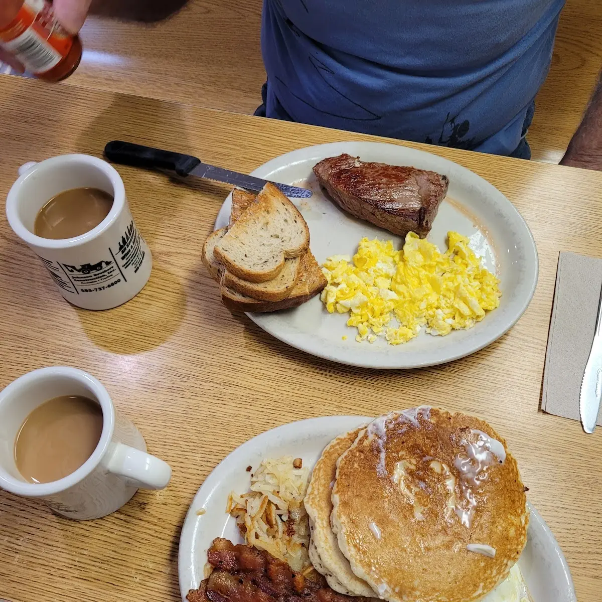 Steak and Eggs and Pancakes Eggs and Hash Browns