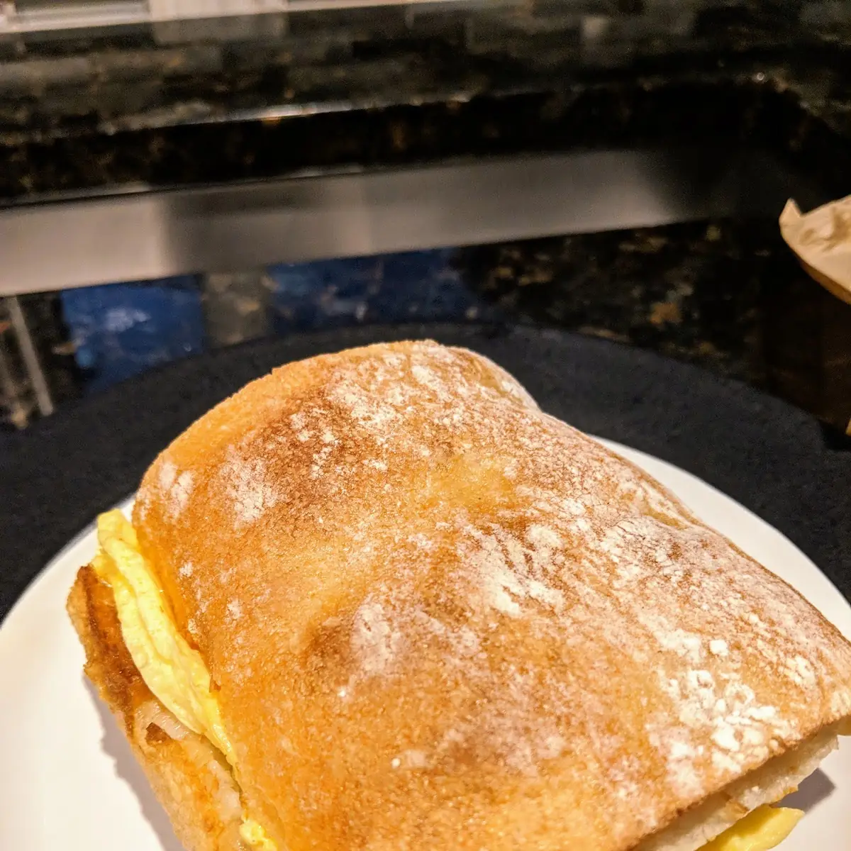 Scrambled Eggs & Cheese on a Ciabatta