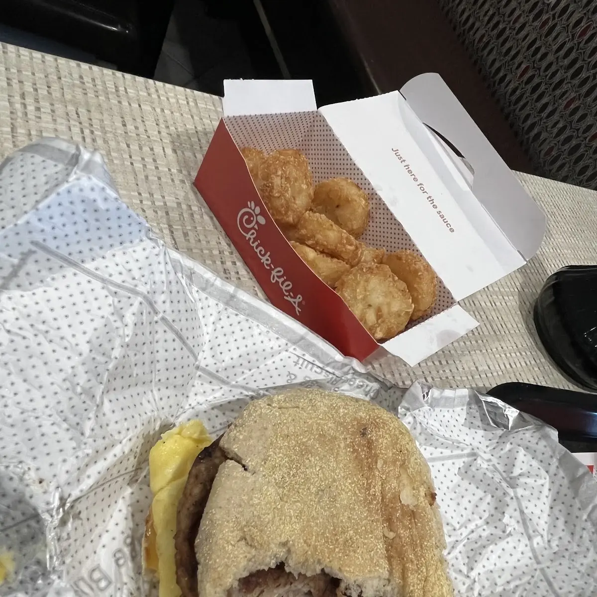 Breakfast Sandwich and Hash Browns
