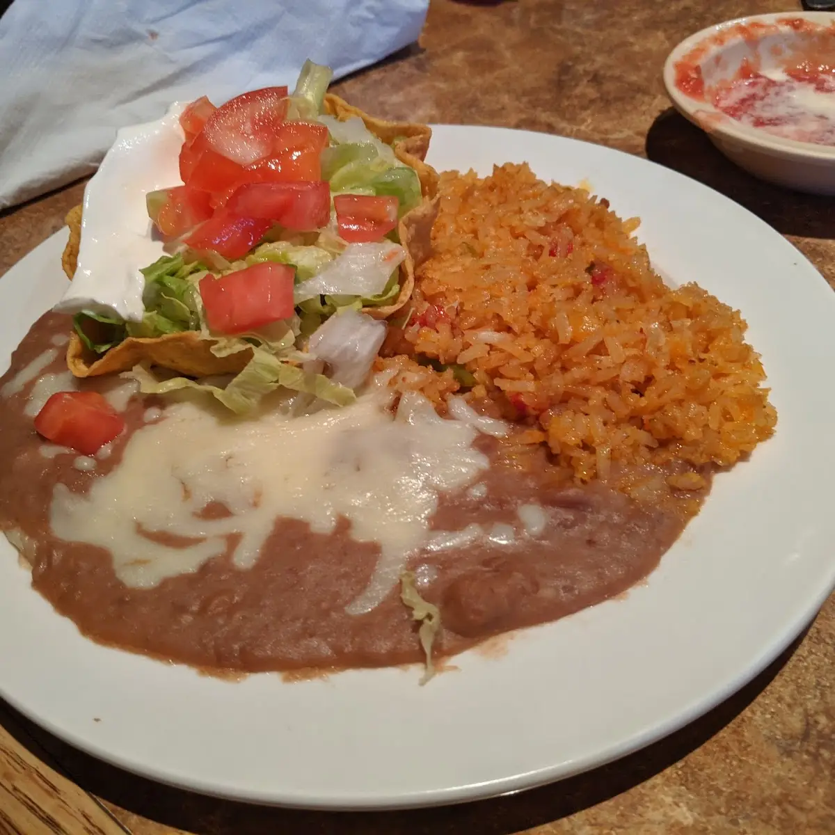 Chicken with Rice and Refried Beans