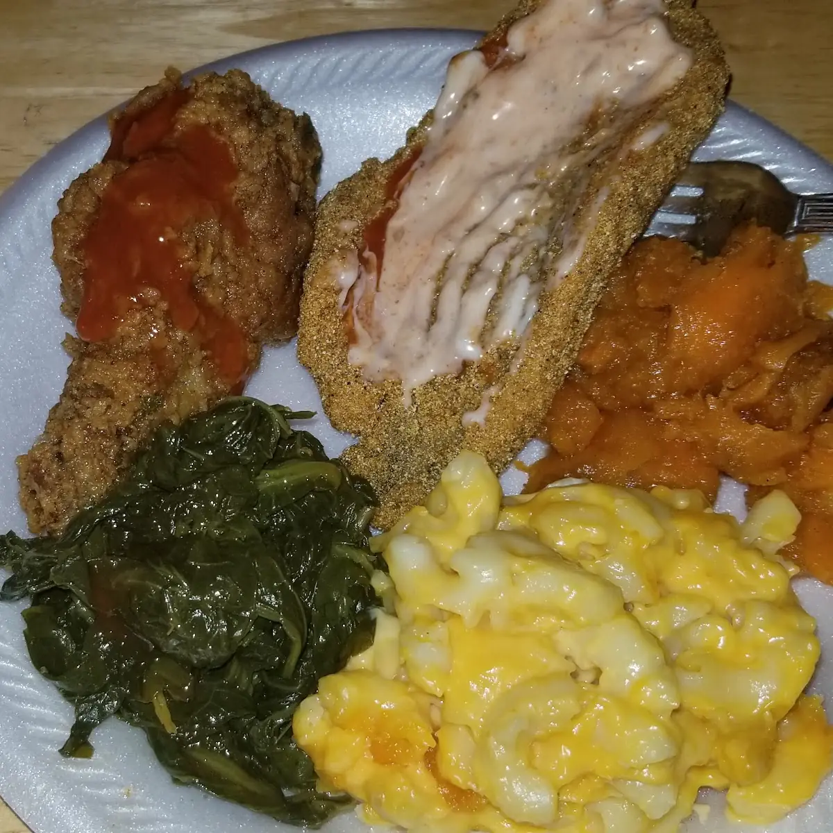 Fried Catfish and Chicken Dinner Plate