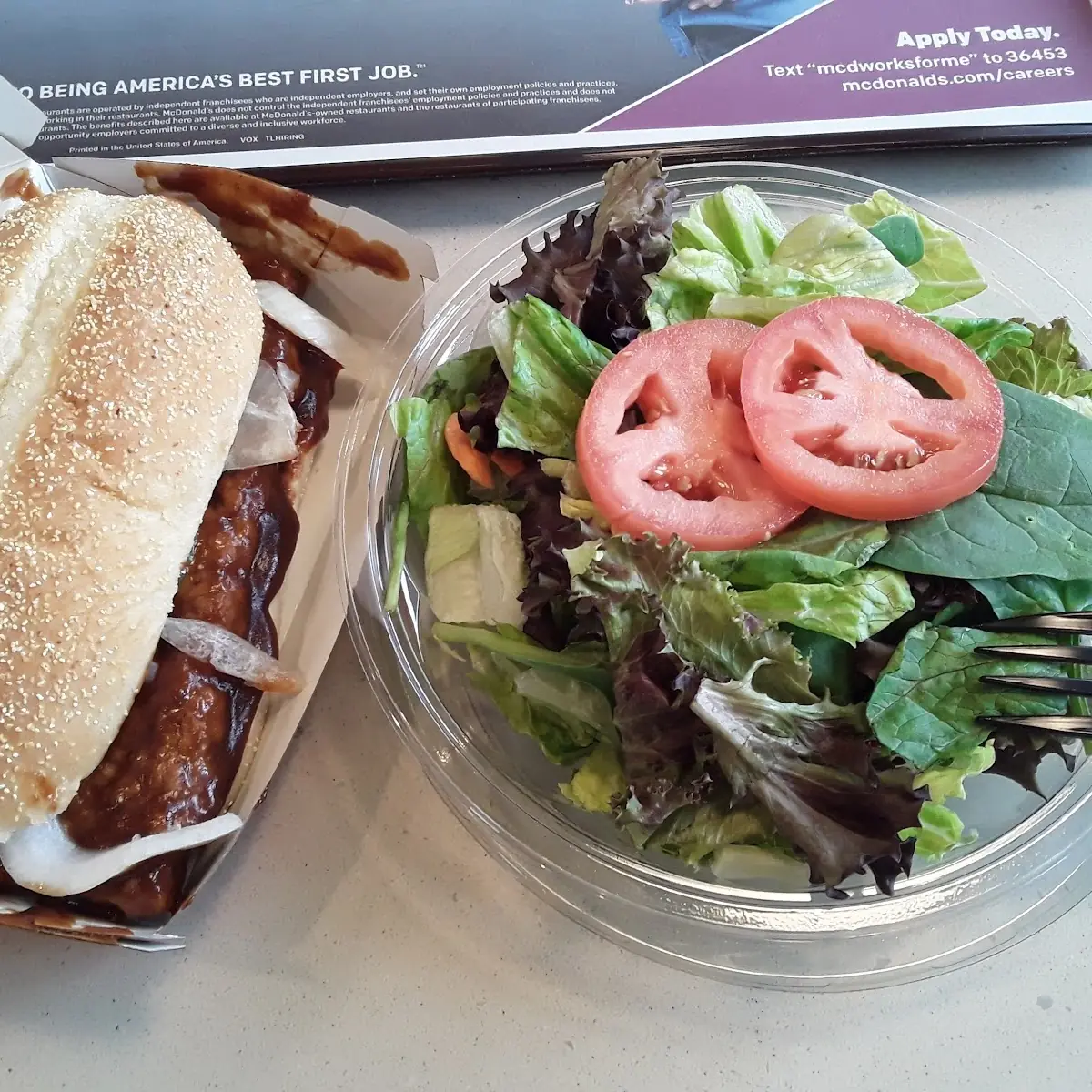 mc Rib Sandwich and Side Salad