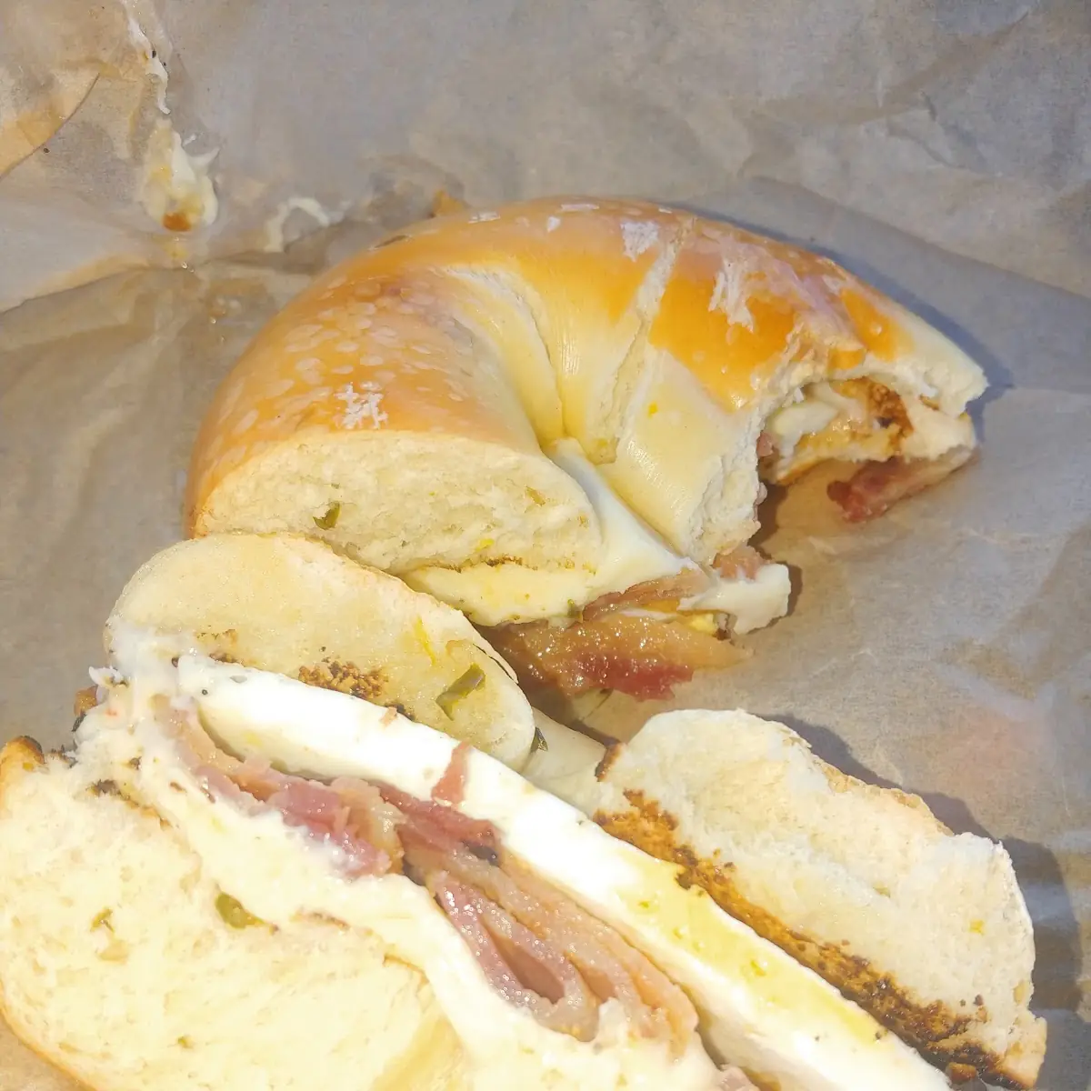 Jalapeno Bagel with Ham Egg Cheese