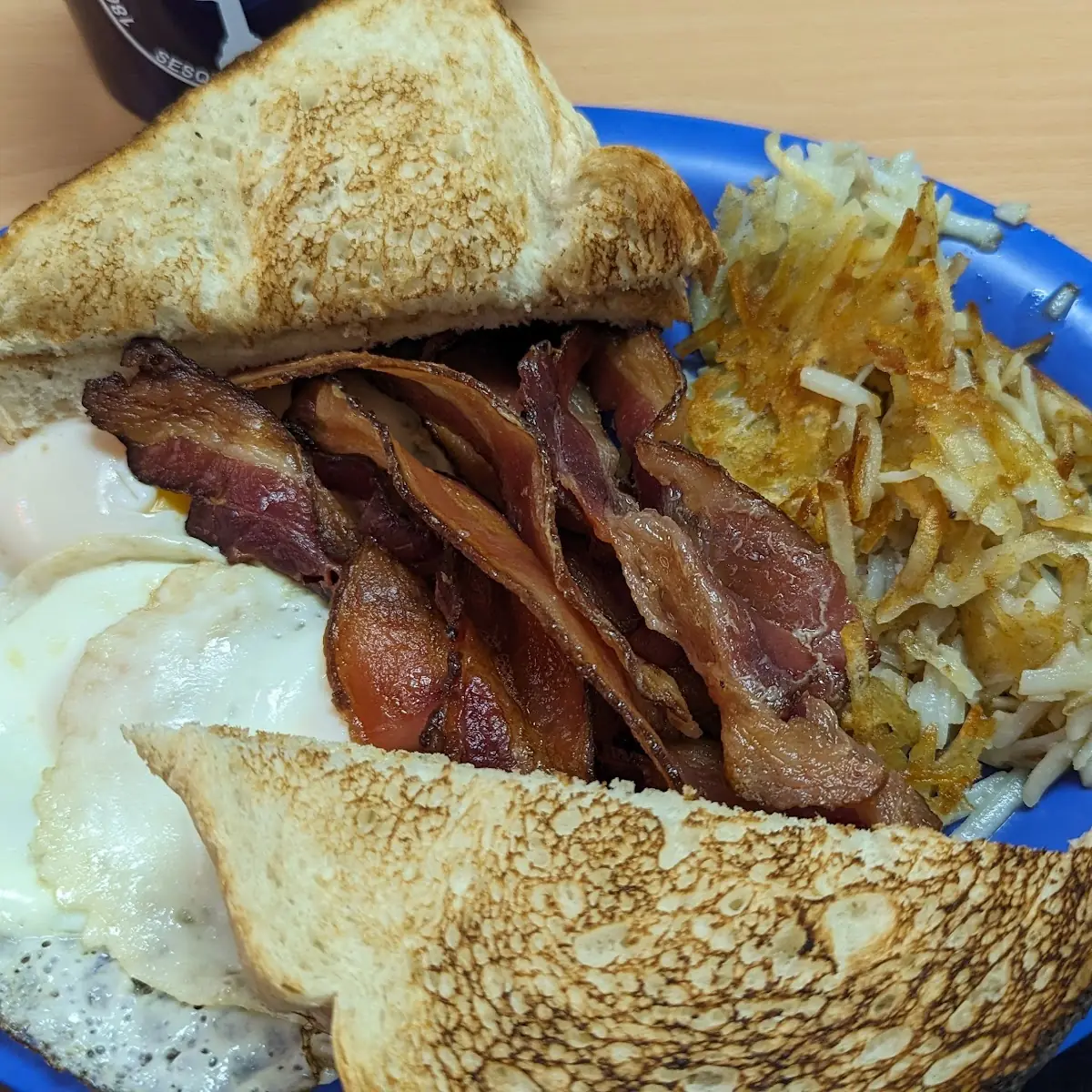 3 Eggs Bacon Hash Browns and Toast