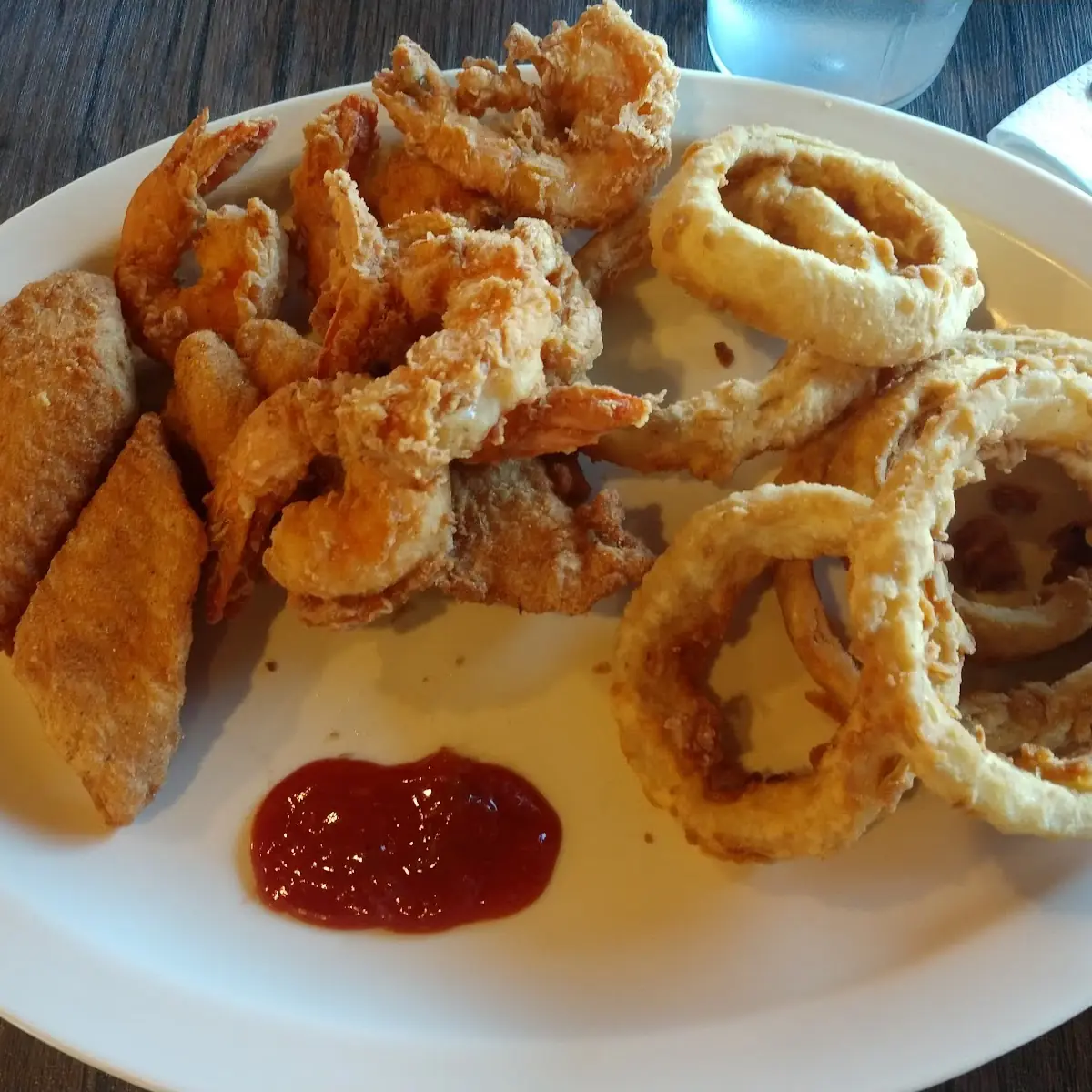 Fried Fish and Shrimp with Onion Rings
