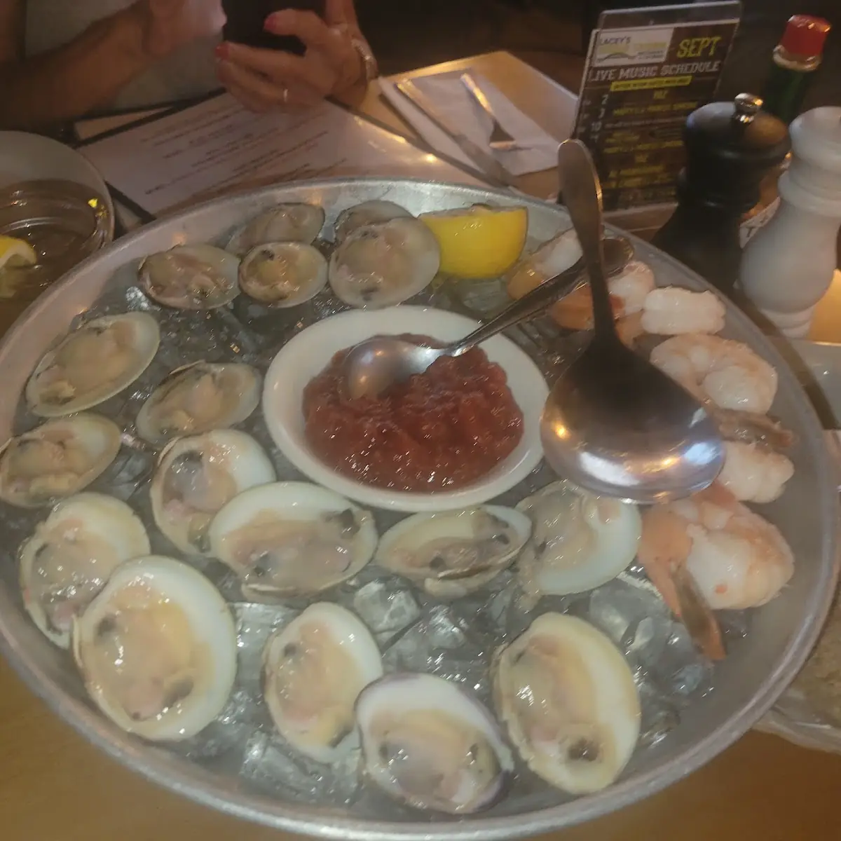 Clams on the Half Shell and Jumbo Shrimp