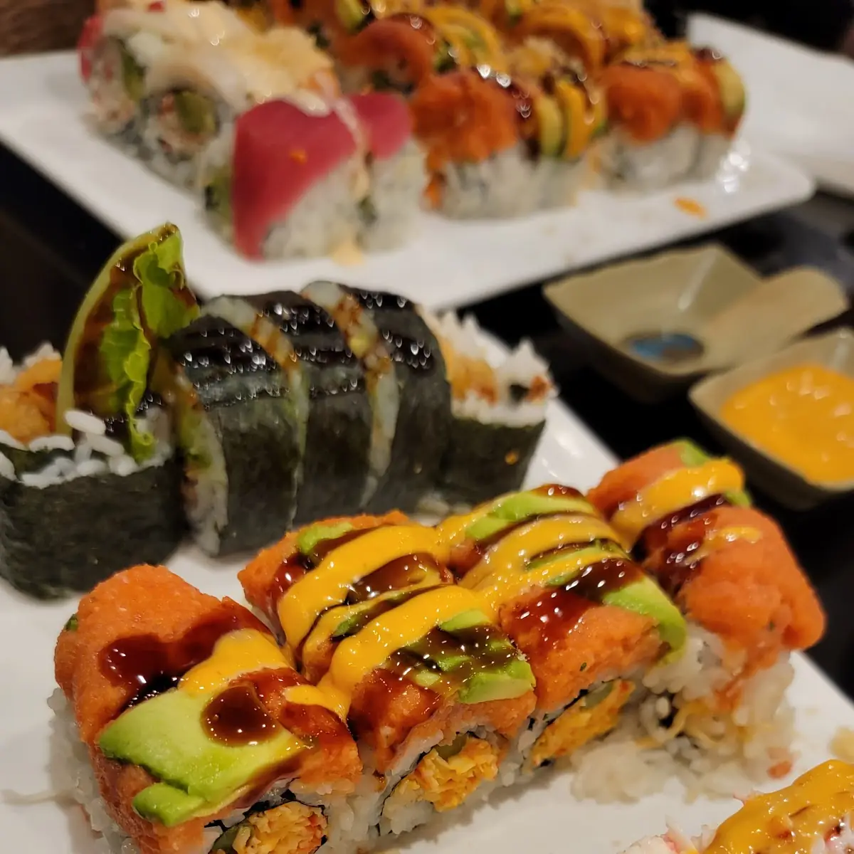 Assorted Sushi Rolls and Salad