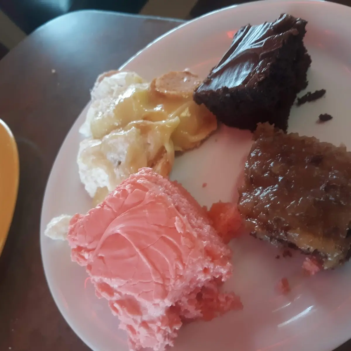 Buffet Desserts Strawberry Cake Chocolate Cake German Chocolate Brownie & Banana Pudding