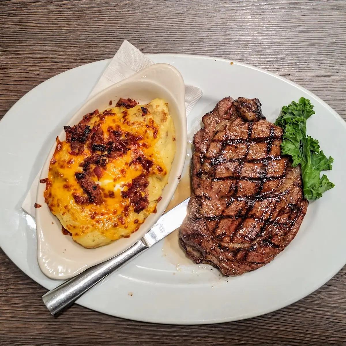Ribeye Steak and Loaded Garlic Mashed Potatoes