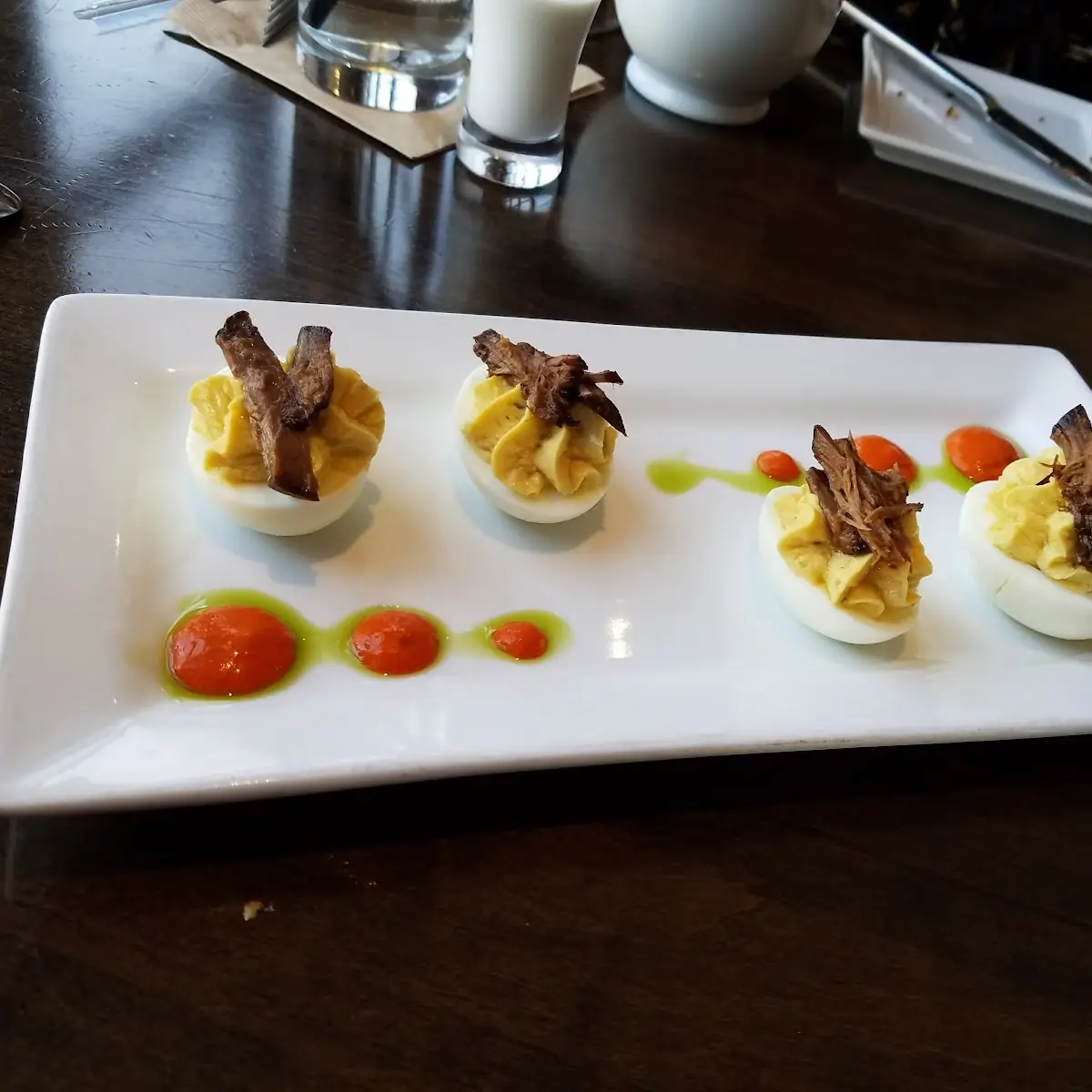 Deviled Eggs with Crispy Beef
