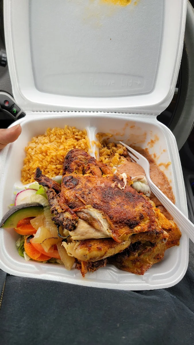 Grilled Chicken with Refried Beans and Rice
