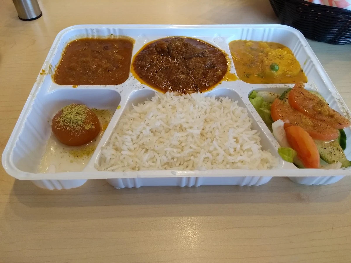 Lamb and Two Veggie Curry Rice and Dessert