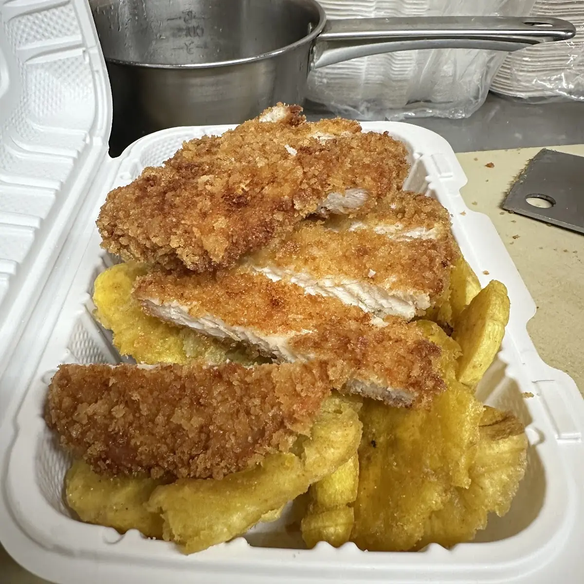 Boneless Chicken with Tostones