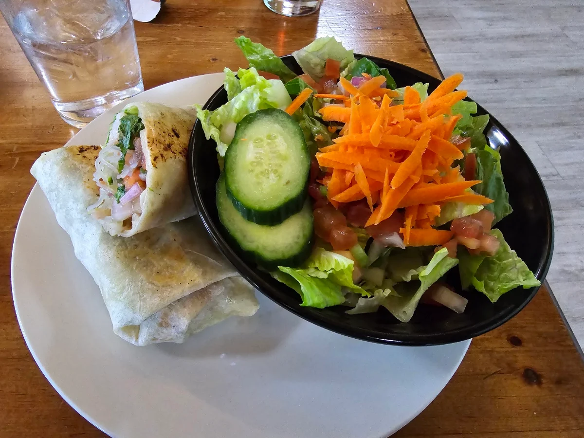Shrimp Wrap and House Salad