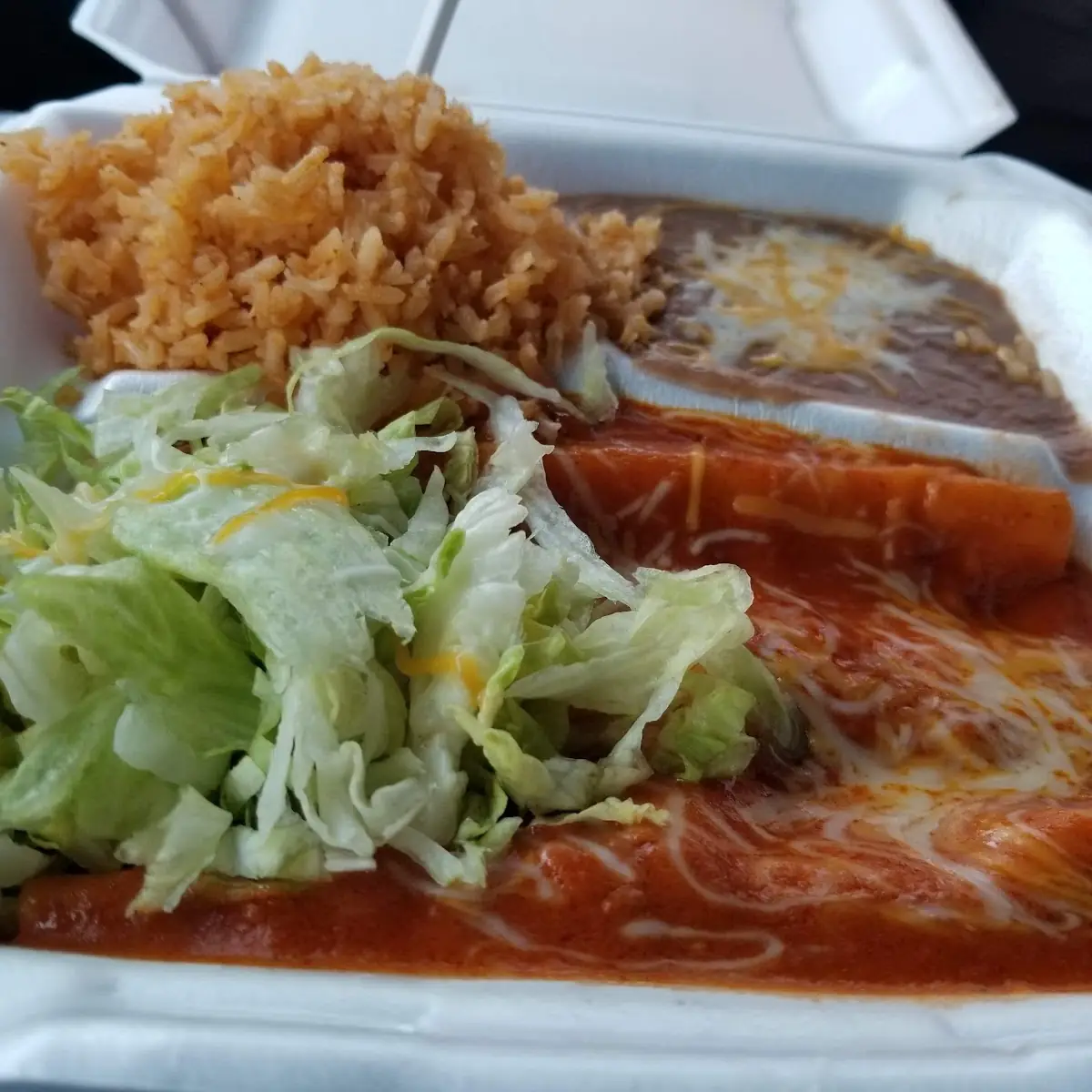 Cheese Enchilada with Beans and Rice