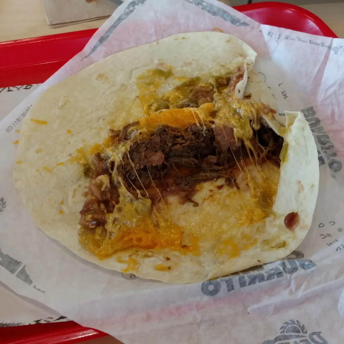 Shredded Beef and Bean Burrito