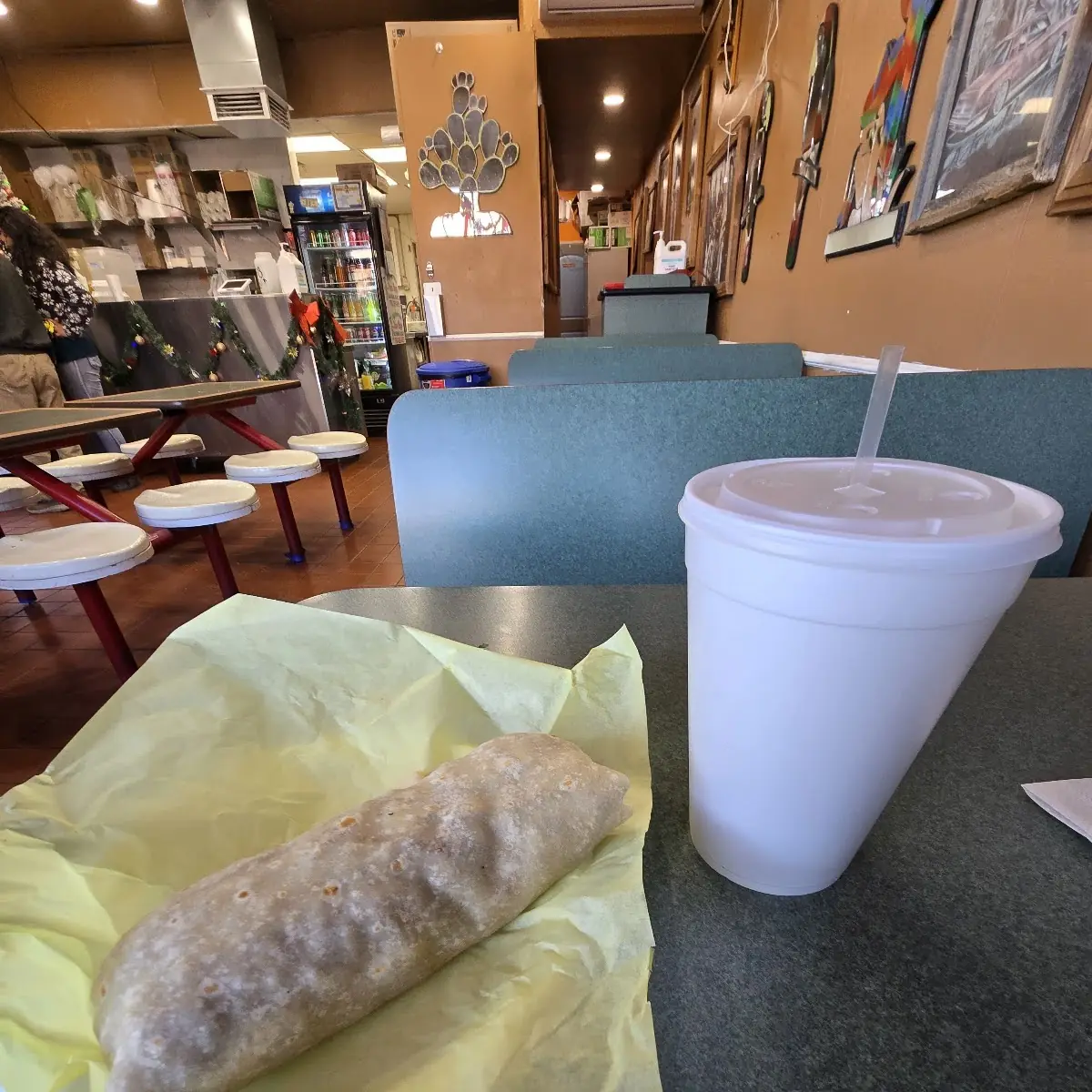 Carne Asada Burrito Large Horchata Drink
