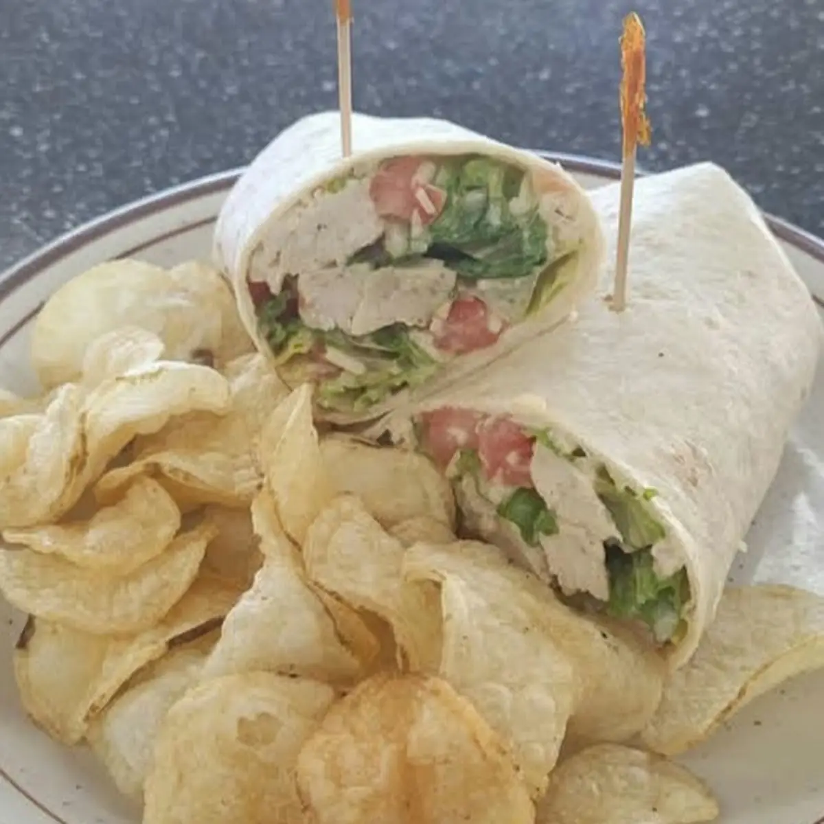 Chicken Caesar Wrap and Chips