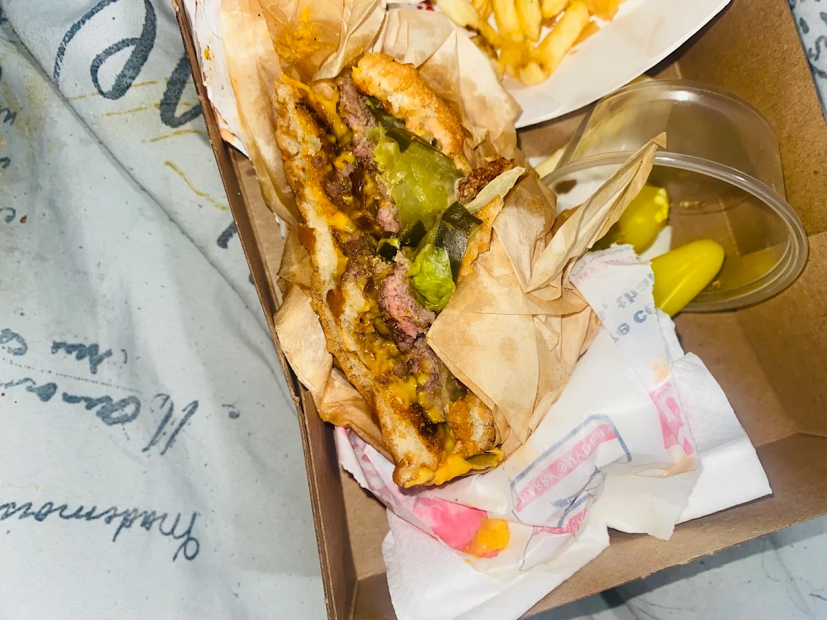 Mustard Grilled Double Cheeseburger