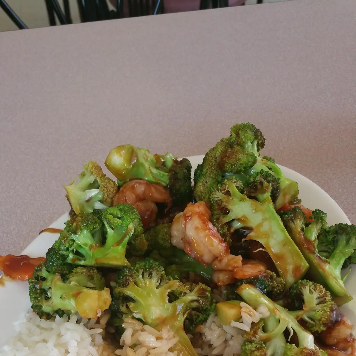 Shrimp and Broccoli with White Rice