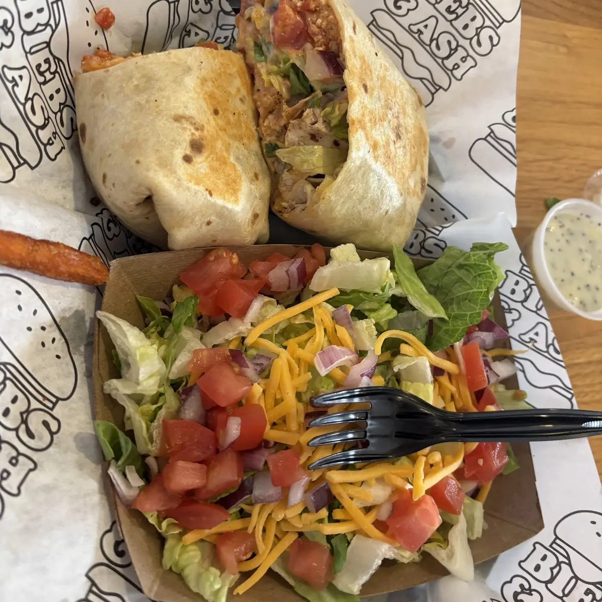 Feisty Chicken Wrap with Side Salad