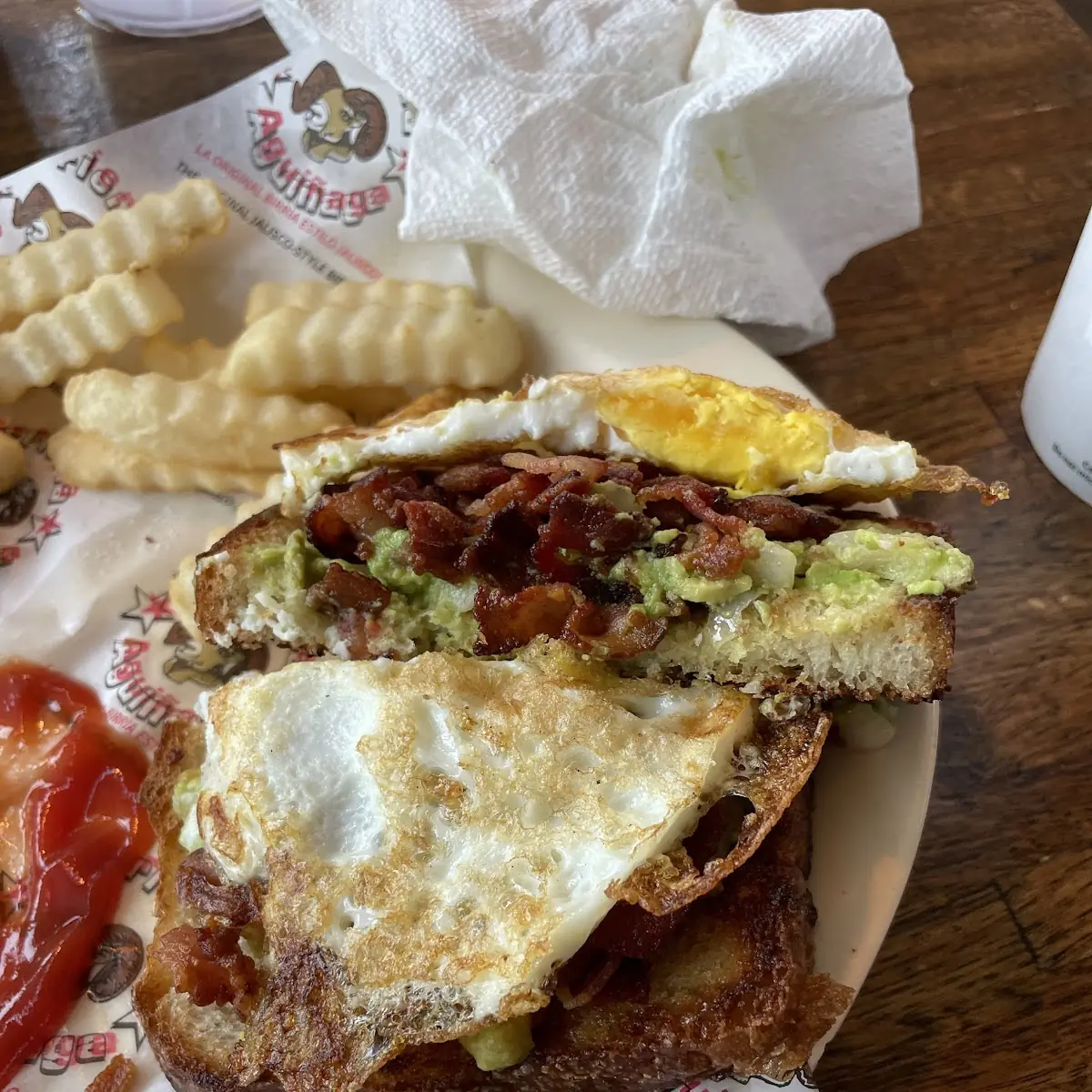Avacado Toast with Crinkle Cut Fries