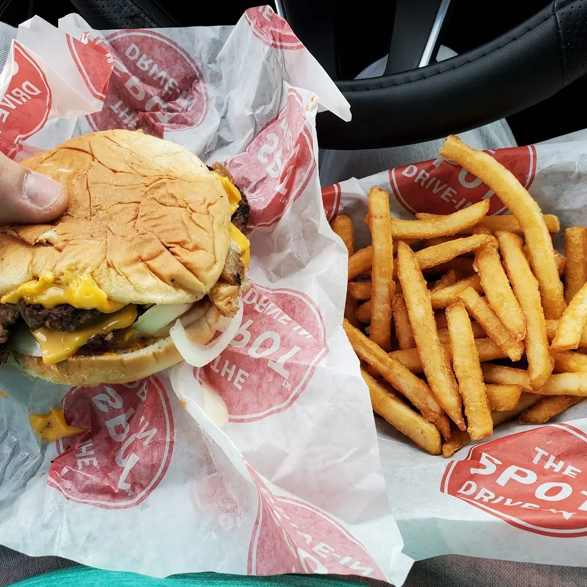 Double Cheeseburger and Onion Rings