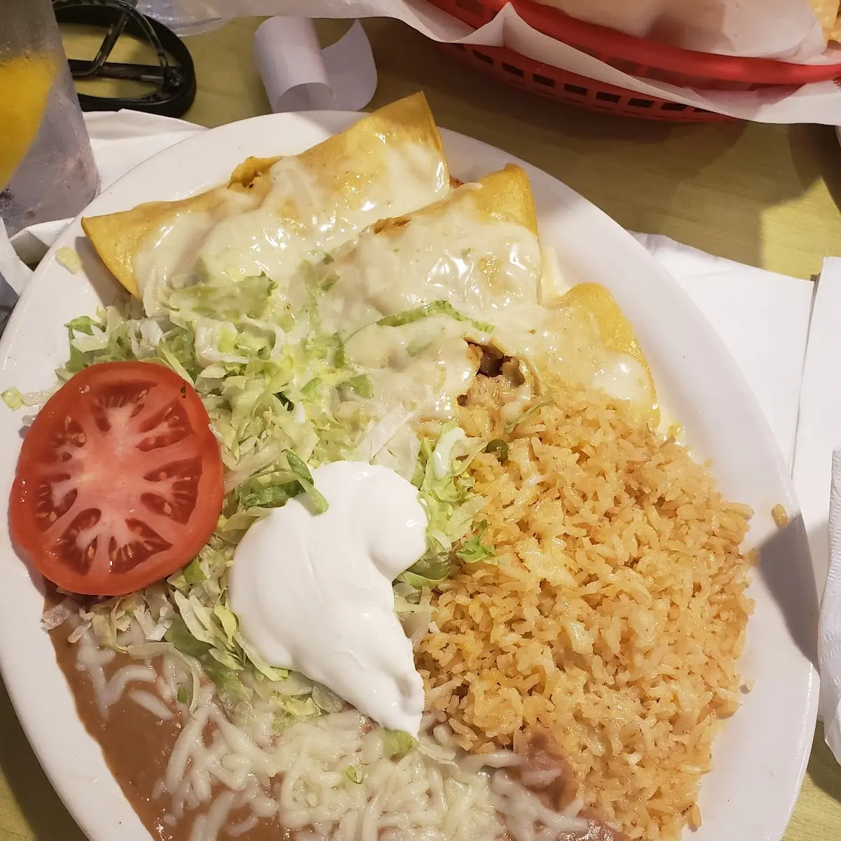 Rice Refried Beans Lettuce Pico De Gallo