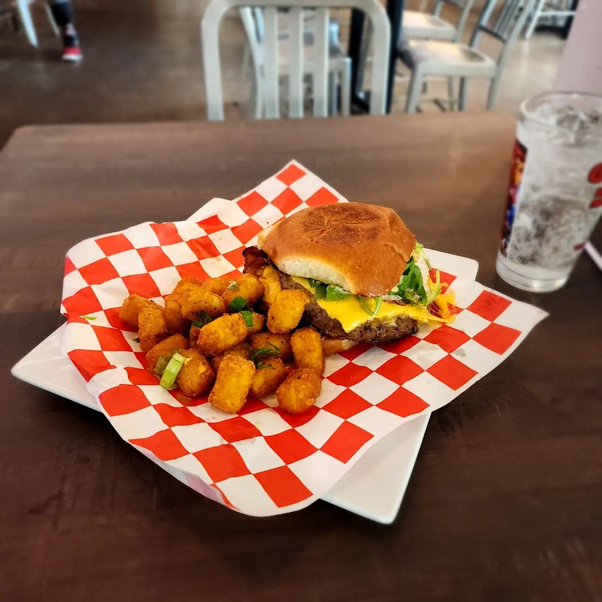 Double Cheeseburger with Tater Tots