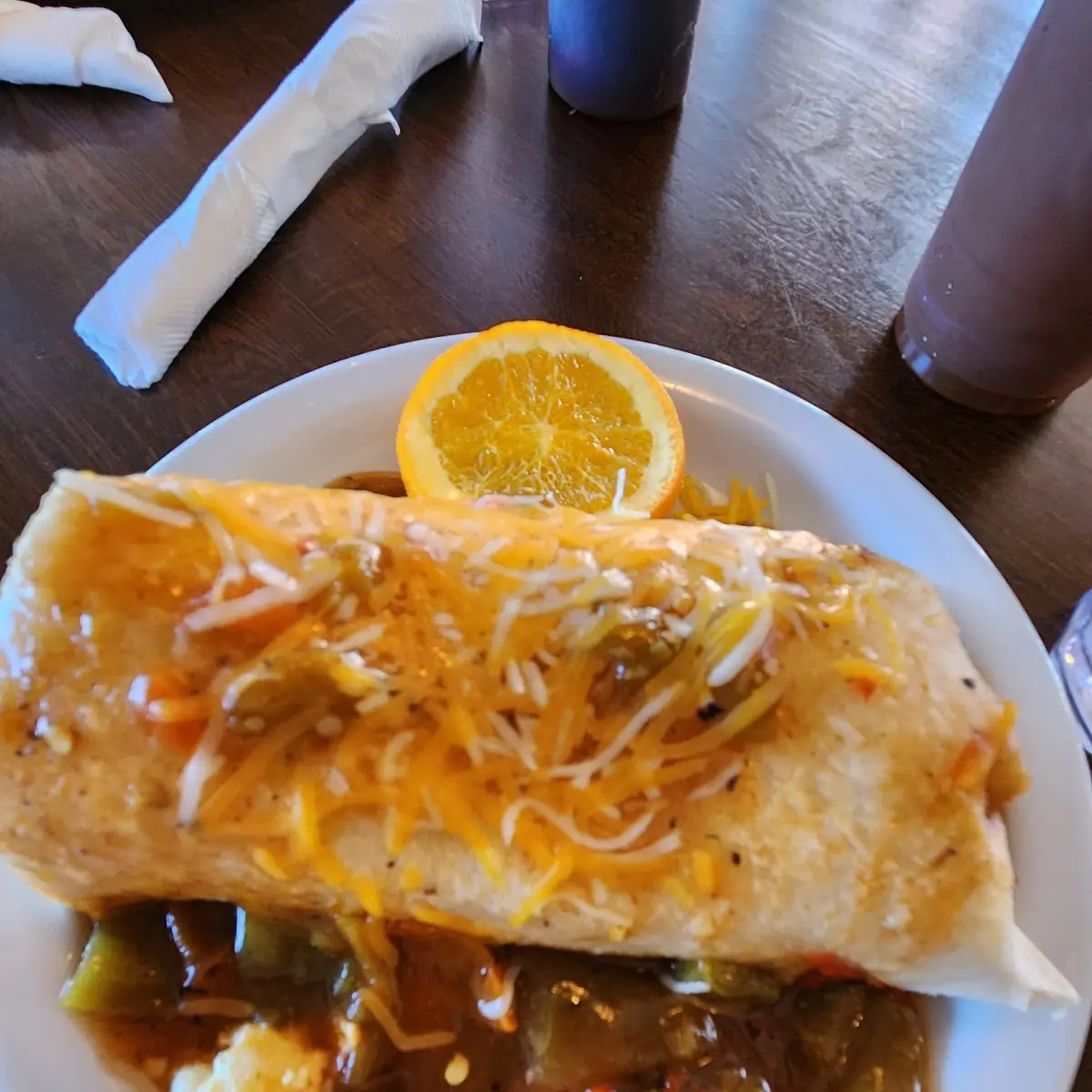 Smothered Breakfast Burrito with Coffee