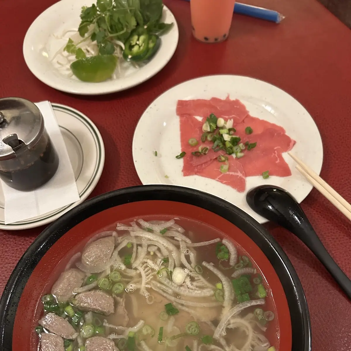 Beef Noodle Soup with Basil
