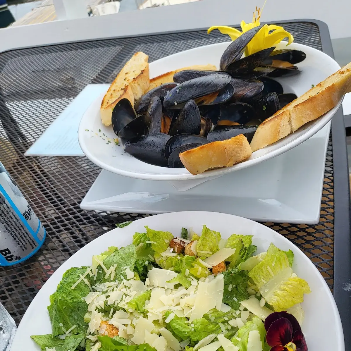 Caesar Salad and Mussels