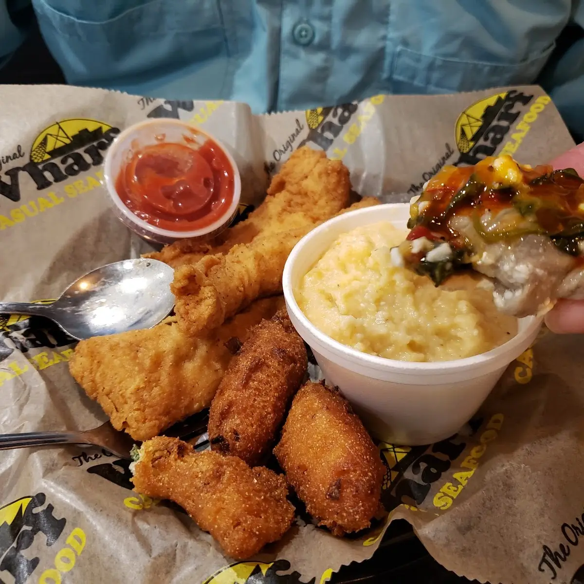Catfish and Cheese Grits